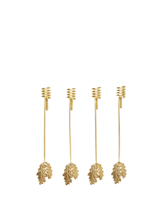 Oak Leaf Christmas Tree Candle Holders - Brass - Set of 4 - Ferm Living Candle Holders - HORNE