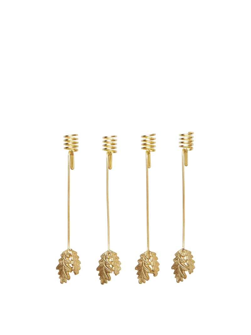 Oak Leaf Christmas Tree Candle Holders - Brass - Set of 4 - Ferm Living Candle Holders - HORNE