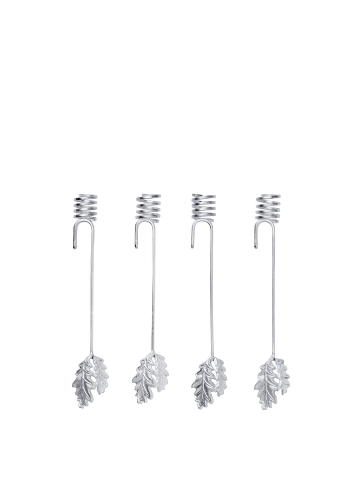 Oak Leaf Christmas Tree Candle Holders - Brass - Set of 4 - Silver - Ferm Living