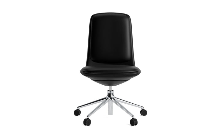 Off Chair Low 5W Gas Lift With Cushion - Normann Copenhagen Swivel Chairs - Off Chair Low 5W Gas Lift Alu With Cushion - Ultra Leather - 41574 Cognac - HORNE
