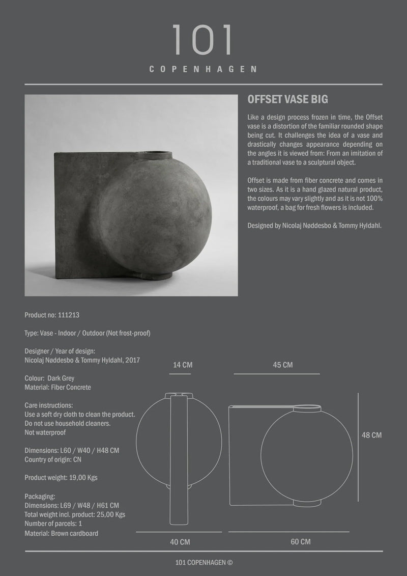 Offset Vase - 101 Copenhagen Vases - Mini - Dark Grey - HORNE