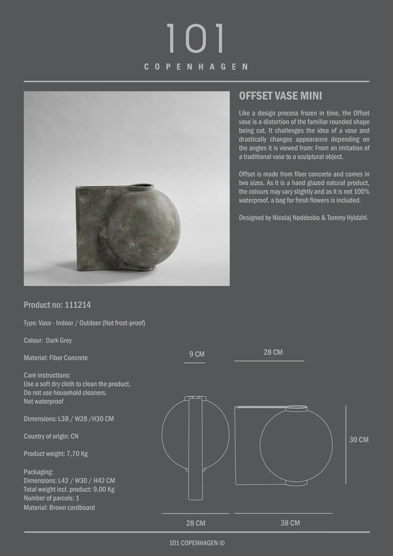 Offset Vase - 101 Copenhagen Vases - Mini - Dark Grey - HORNE