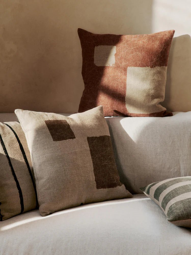 Oleo Cushion - Ferm Living Bedding + Pillows - Natural/Black - HORNE