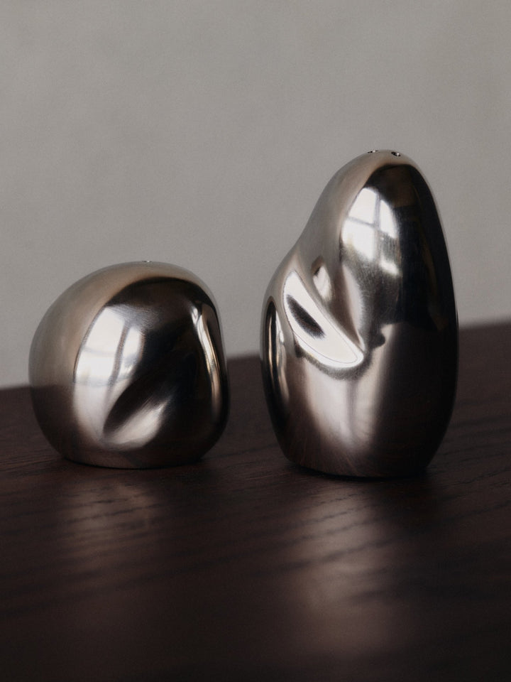 Orevo Salt and Pepper Shakers - Set of 2 - Steel - Ferm Living Kitchen Tools - HORNE