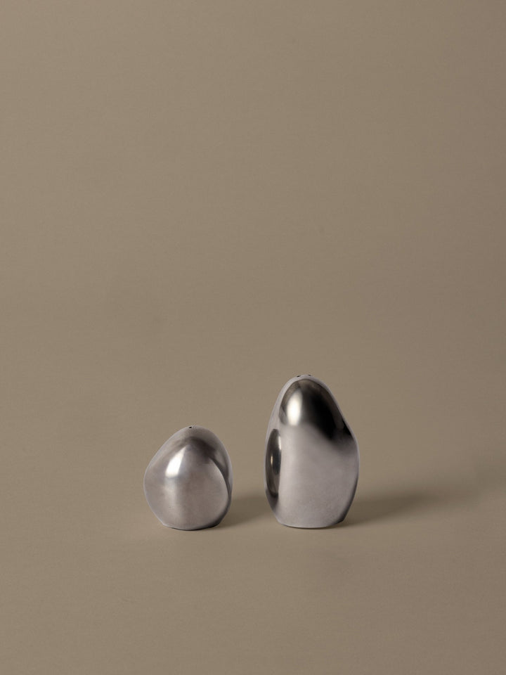 Orevo Salt and Pepper Shakers - Set of 2 - Steel - Ferm Living Kitchen Tools - HORNE
