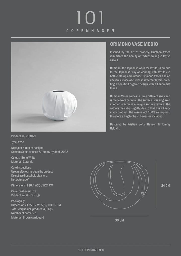 Orimono Vase - 101 Copenhagen Vases - Mini - Sand - HORNE