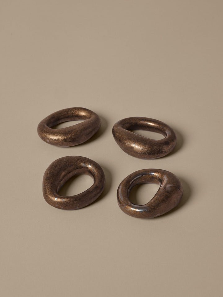 Orrith Napkin Rings - Set of 4 - Ferm Living Kitchen Tools - Rustic Bronze - HORNE
