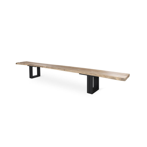 Otranto Bench - BETACO Stools + Benches + Ottomans - 110.2"W / Black Aluminum / Teak - HORNE