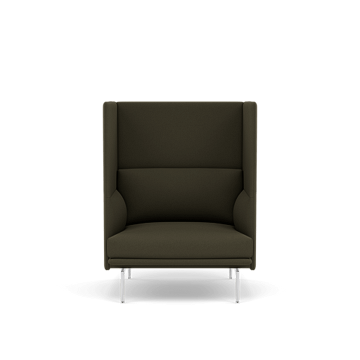 Outline Highback Sofa 100 - 1 - Seater - Muuto Sofas - Polished Aluminum - Divina 984 - HORNE