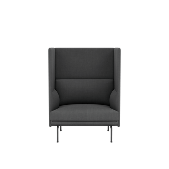 Outline Highback Sofa 100 - 1 - Seater - Muuto Sofas - Black - Remix 163 - HORNE