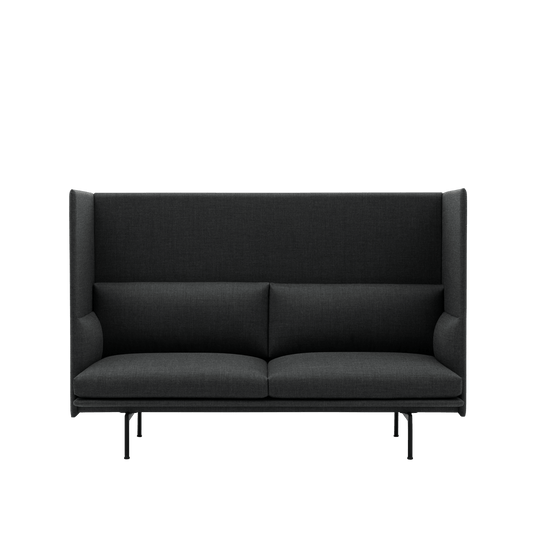 Outline Highback Sofa 100 - 2 - Seater - Muuto Sofas - Black - Remix 163 - HORNE