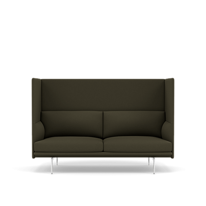 Outline Highback Sofa 100 - 2 - Seater - Muuto Sofas - Polished Aluminum - Divina 984 - HORNE