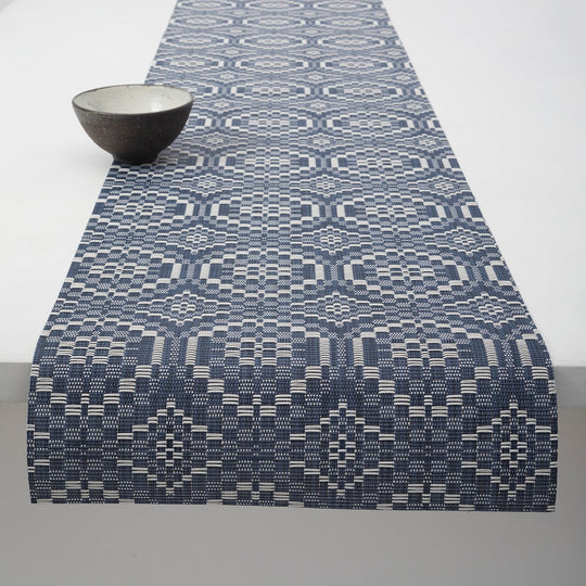 Overshot Table Runner in Denim