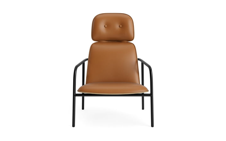 Pad Lounge Chair High - Normann Copenhagen Lounge Chairs - Pad Lounge Chair High Oak & Black Steel - Ultra Leather - 41599 Black - HORNE