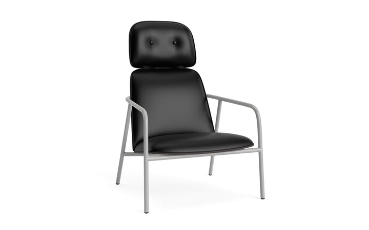 Pad Lounge Chair High - Normann Copenhagen Lounge Chairs - Pad Lounge Chair High Black & Grey Steel - Ultra Leather - 41599 Black - HORNE