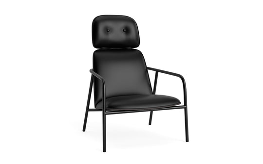 Pad Lounge Chair High - Normann Copenhagen Lounge Chairs - Pad Lounge Chair High Black & Black Steel - Ultra Leather - 41599 Black - HORNE