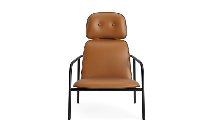Pad Lounge Chair High - Normann Copenhagen Lounge Chairs - Pad Lounge Chair High Black & Black Steel - Ultra Leather - 41599 Black - HORNE