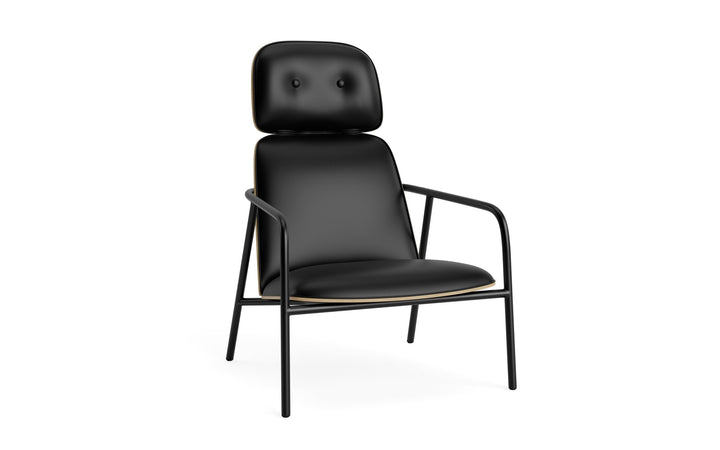 Pad Lounge Chair High - Normann Copenhagen Lounge Chairs - Pad Lounge Chair High Oak & Black Steel - Ultra Leather - 41599 Black - HORNE