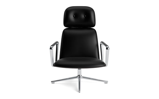 Pad Lounge Chair High Swivel - Normann Copenhagen Lounge Chairs - Pad Lounge Chair High Swivel Black & Alu - Ultra Leather - 41599 Black - HORNE