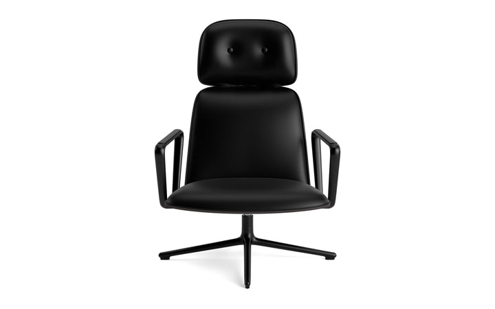 Pad Lounge Chair High Swivel - Normann Copenhagen Lounge Chairs - Pad Lounge Chair High Swivel Black & Black Alu - Ultra Leather - 41599 Black - HORNE