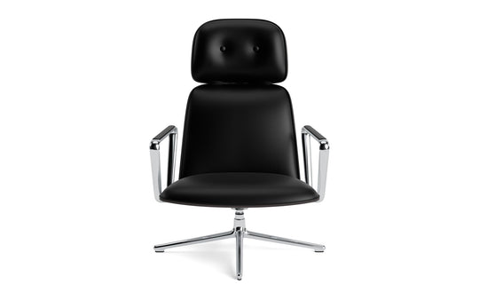 Pad Lounge Chair High Swivel Tilt - Normann Copenhagen Lounge Chairs - Pad Lounge Chair High Swivel Black & Alu Tilt - Ultra Leather - 41599 Black - HORNE