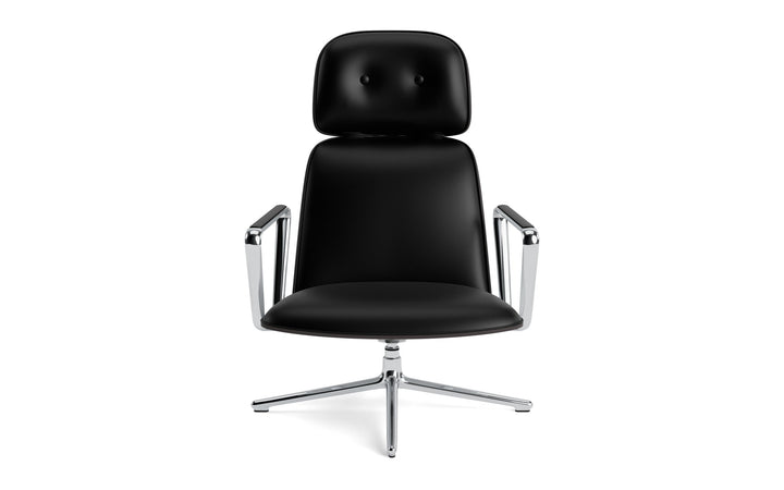 Pad Lounge Chair High Swivel Tilt - Normann Copenhagen Lounge Chairs - Pad Lounge Chair High Swivel Black & Alu Tilt - Ultra Leather - 41599 Black - HORNE