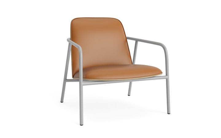 Pad Lounge Chair Low - Normann Copenhagen Lounge Chairs - Pad Lounge Chair Low Oak & Grey Steel - Ultra Leather - 41574 Cognac - HORNE