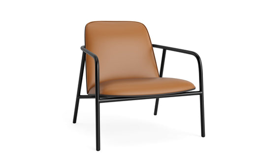 Pad Lounge Chair Low - Normann Copenhagen Lounge Chairs - Pad Lounge Chair Low Black & Black Steel - Ultra Leather - 41574 Cognac - HORNE