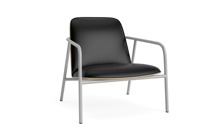 Pad Lounge Chair Low - Normann Copenhagen Lounge Chairs - Pad Lounge Chair Low Oak & Grey Steel - Ultra Leather - 41599 Black - HORNE