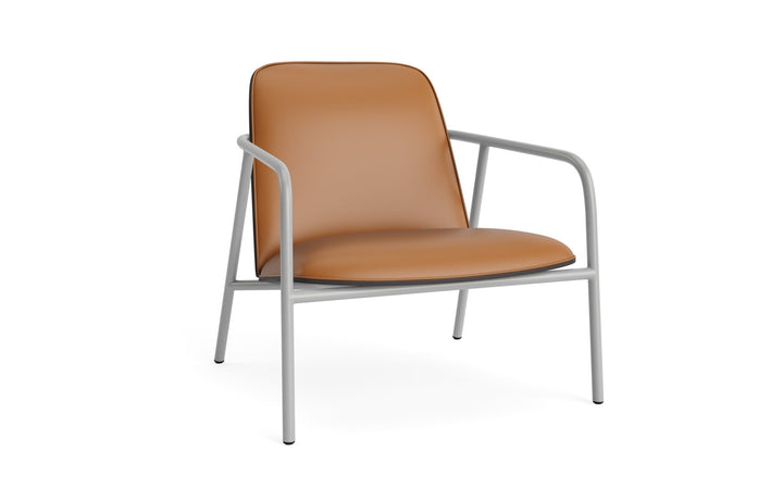 Pad Lounge Chair Low - Normann Copenhagen Lounge Chairs - Pad Lounge Chair Low Black & Grey Steel - Ultra Leather - 41574 Cognac - HORNE