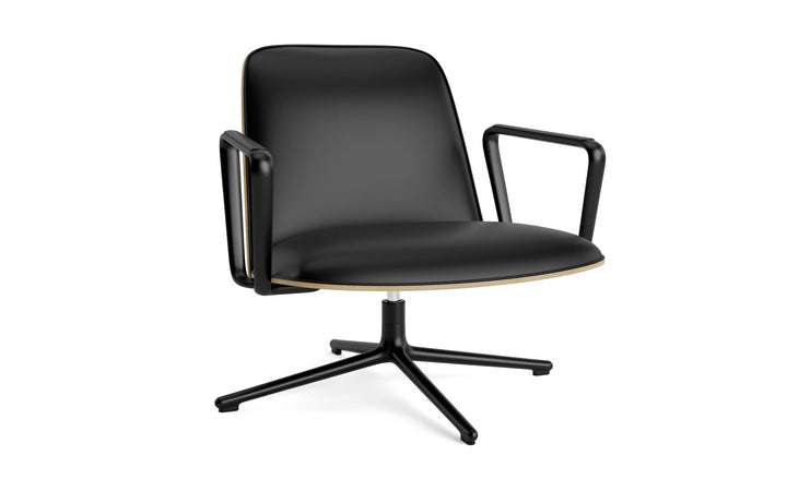 Pad Lounge Chair Low Swivel - Normann Copenhagen Lounge Chairs - Pad Lounge Chair Low Swivel Oak & Black Alu - Ultra Leather - 41599 Black - HORNE