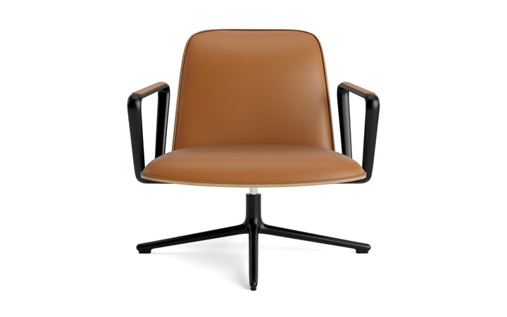 Pad Lounge Chair Low Swivel - Normann Copenhagen Lounge Chairs - Pad Lounge Chair Low Swivel Oak & Black Alu - Ultra Leather - 41574 Cognac - HORNE