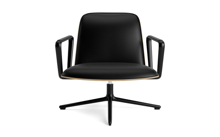 Pad Lounge Chair Low Swivel - Normann Copenhagen Lounge Chairs - Pad Lounge Chair Low Swivel Oak & Black Alu - Ultra Leather - 41599 Black - HORNE