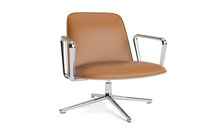 Pad Lounge Chair Low Swivel - Normann Copenhagen Lounge Chairs - Pad Lounge Chair Low Swivel Oak & Alu - Ultra Leather - 41574 Cognac - HORNE