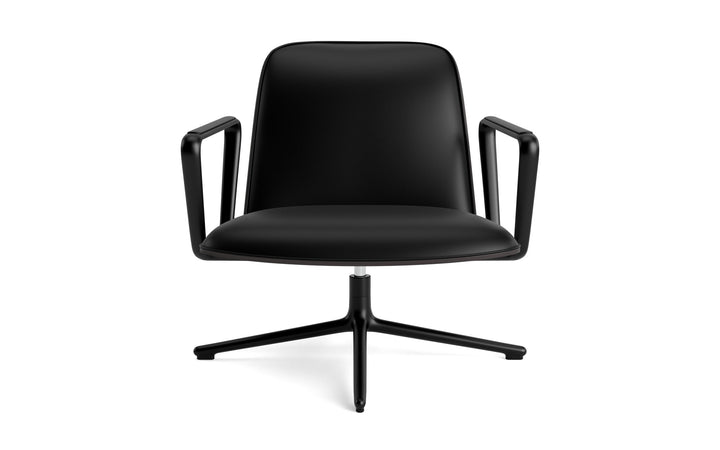 Pad Lounge Chair Low Swivel - Normann Copenhagen Lounge Chairs - Pad Lounge Chair Low Swivel Black & Black Alu - Ultra Leather - 41599 Black - HORNE