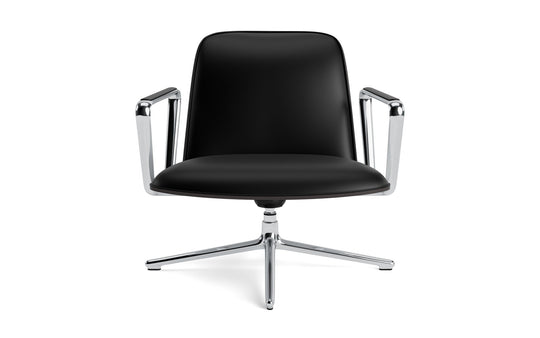 Pad Lounge Chair Low Swivel Tilt - Normann Copenhagen Lounge Chairs - Pad Lounge Chair Low Swivel Black & Alu Tilt - Ultra Leather - 41599 Black - HORNE
