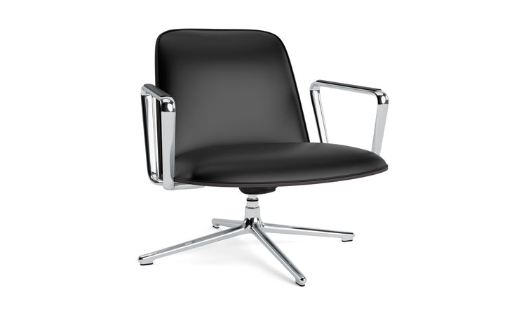 Pad Lounge Chair Low Swivel Tilt - Normann Copenhagen Lounge Chairs - Pad Lounge Chair Low Swivel Black & Alu Tilt - Ultra Leather - 41599 Black - HORNE
