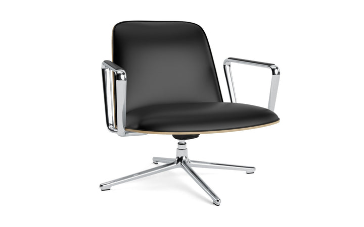 Pad Lounge Chair Low Swivel Tilt - Normann Copenhagen Lounge Chairs - Pad Lounge Chair Low Swivel Oak & Alu Tilt - Ultra Leather - 41599 Black - HORNE
