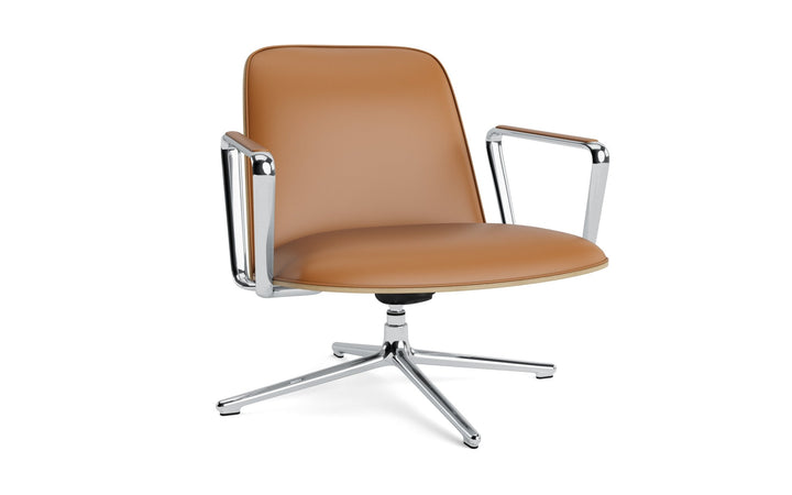Pad Lounge Chair Low Swivel Tilt - Normann Copenhagen Lounge Chairs - Pad Lounge Chair Low Swivel Oak & Alu Tilt - Ultra Leather - 41574 Cognac - HORNE