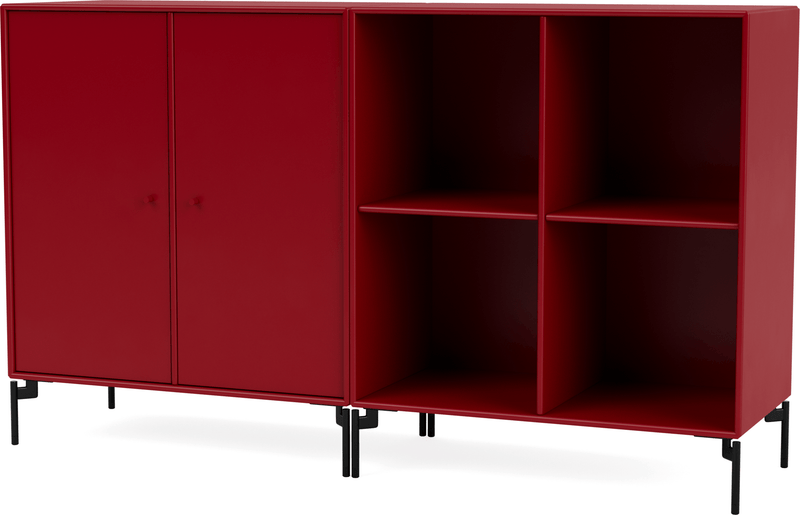 Pair Classic Sideboard - With Legs - Montana - Shelving - Anthracite - Matte Chrome - HORNE