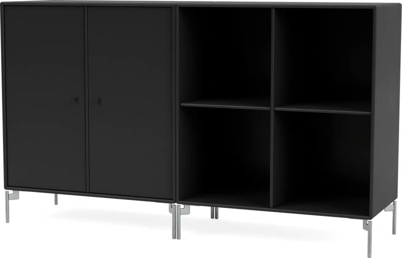 Pair Classic Sideboard - With Legs - Montana - Shelving - Anthracite - Matte Chrome - HORNE