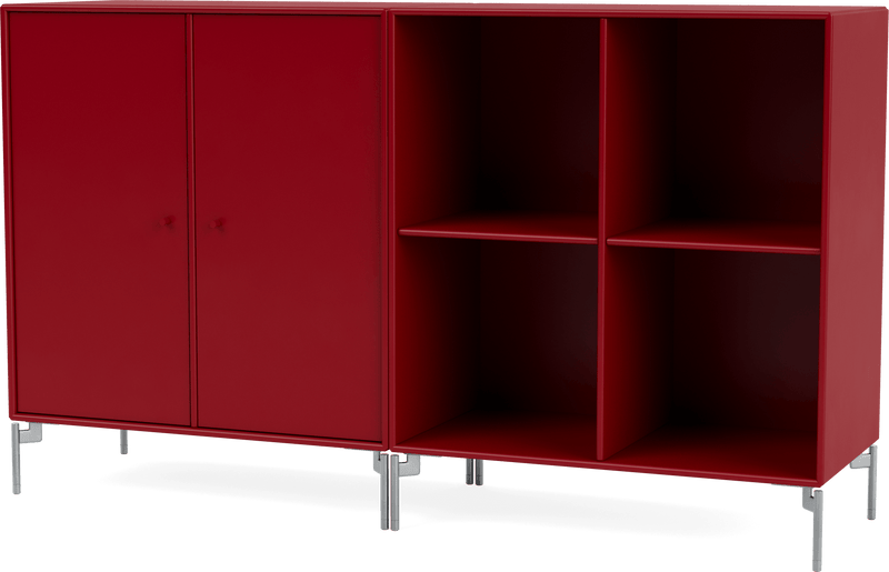 Pair Classic Sideboard - With Legs - Montana - Shelving - Anthracite - Matte Chrome - HORNE