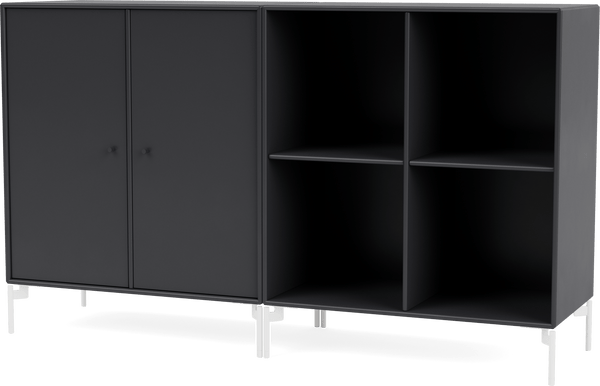 Pair Classic Sideboard - With Legs - Montana - Shelving - Anthracite - Snow - HORNE