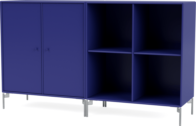 Pair Classic Sideboard - With Legs - Montana - Shelving - Anthracite - Matte Chrome - HORNE