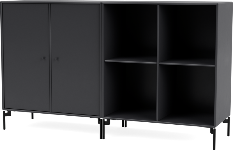 Pair Classic Sideboard - With Legs - Montana - Shelving - Anthracite - Matte Chrome - HORNE