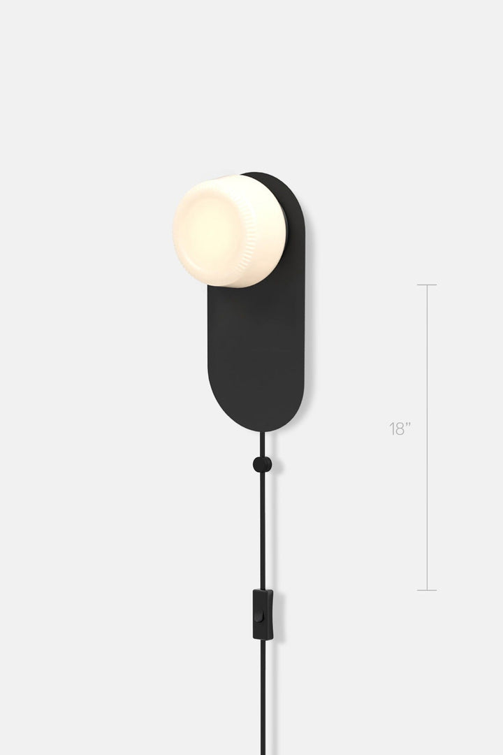 Pastille 1 Wayfind Corded - Ribbed - RBW Lighting - Matte Black - 2700K (warm white) - Corded Plug - in (Bottom) w. Toggle Switch / 120V Input - HORNE