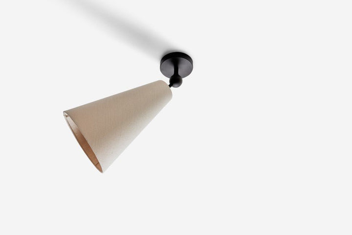 Pendolo Flush Mount - Workstead Ceiling Lights - Medium - Natural Linen - Hand - Finished Bronze - HORNE