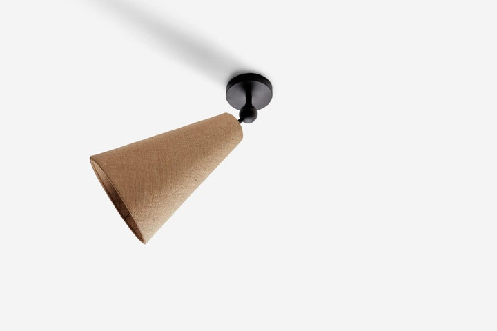 Pendolo Flush Mount - Workstead Ceiling Lights - Medium - Natural Burlap - Hand - Finished Bronze - HORNE