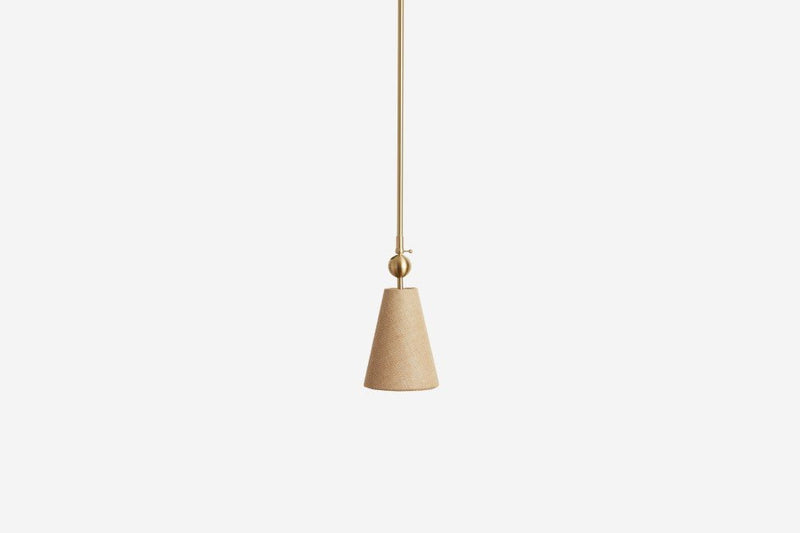 Pendolo Pendant I - Workstead Pendants - Small - Natural Linen - Hewn Brass - HORNE