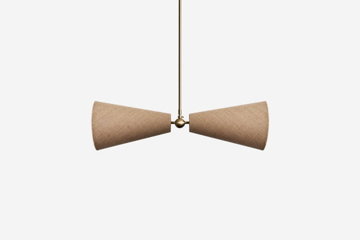 Pendolo Pendant II - Workstead Pendants - Medium - Natural Burlap - Hewn Brass - HORNE